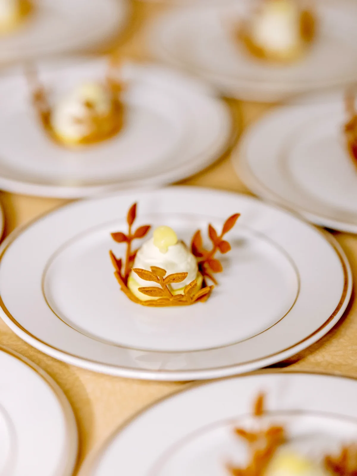Dessert gastronomique capturé par un photographe événementiel Lyon lors d'une réception.