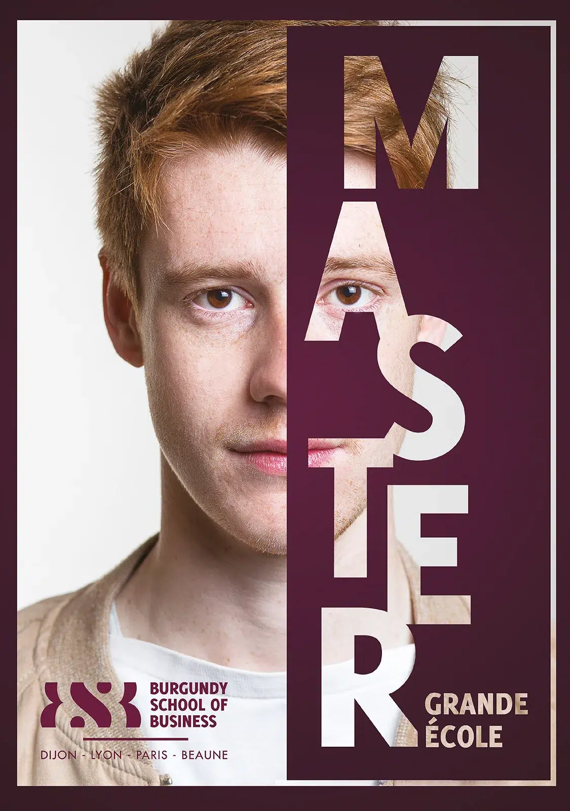 Portrait masculin graphique réalisé par un photographe publicité Lyon. pour BSB Master.