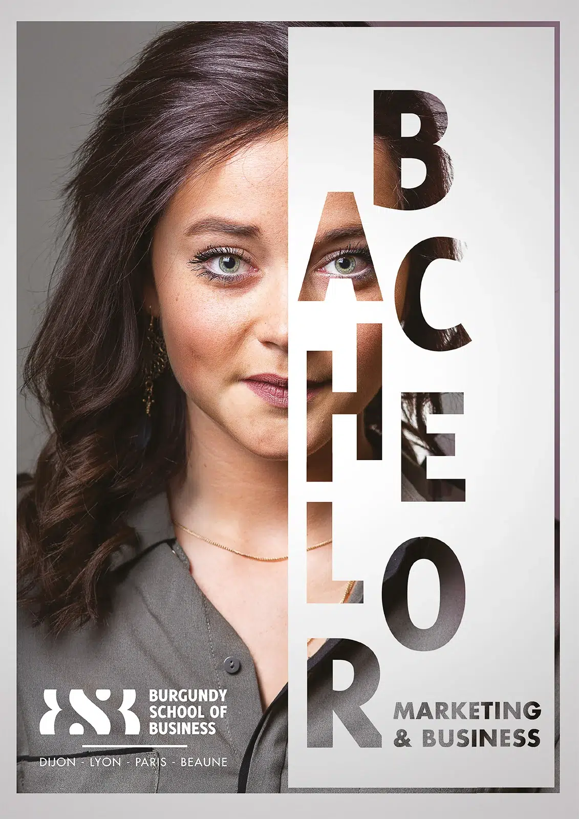 Portrait graphique d'une étudiante pour une photo pub Lyon de Burgundy School of Business photographié par un photographe publicité Lyon.