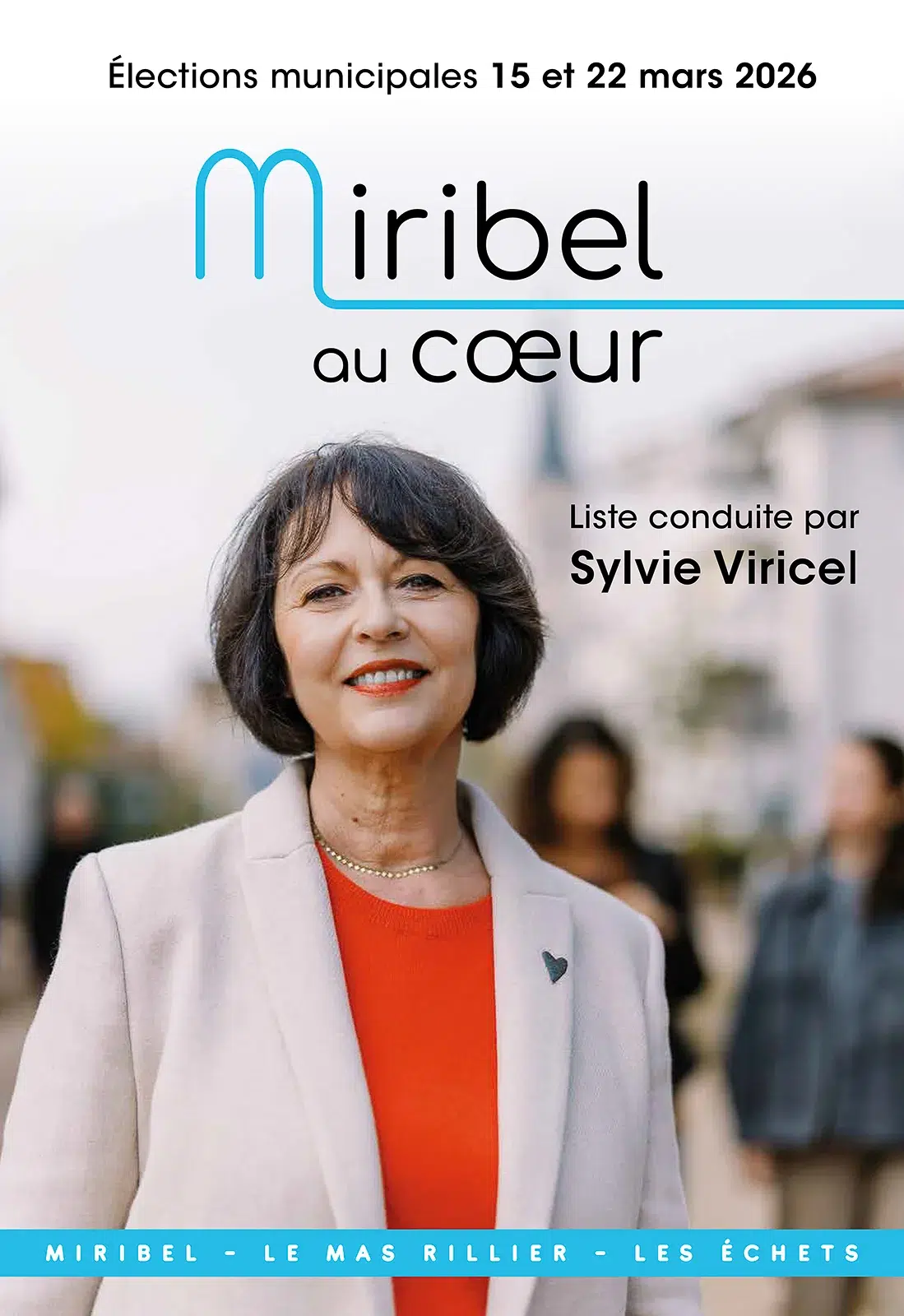 Affiche électorale de Sylvie Viricel, photo publicitaire Lyon pour Miribel au Cœur.