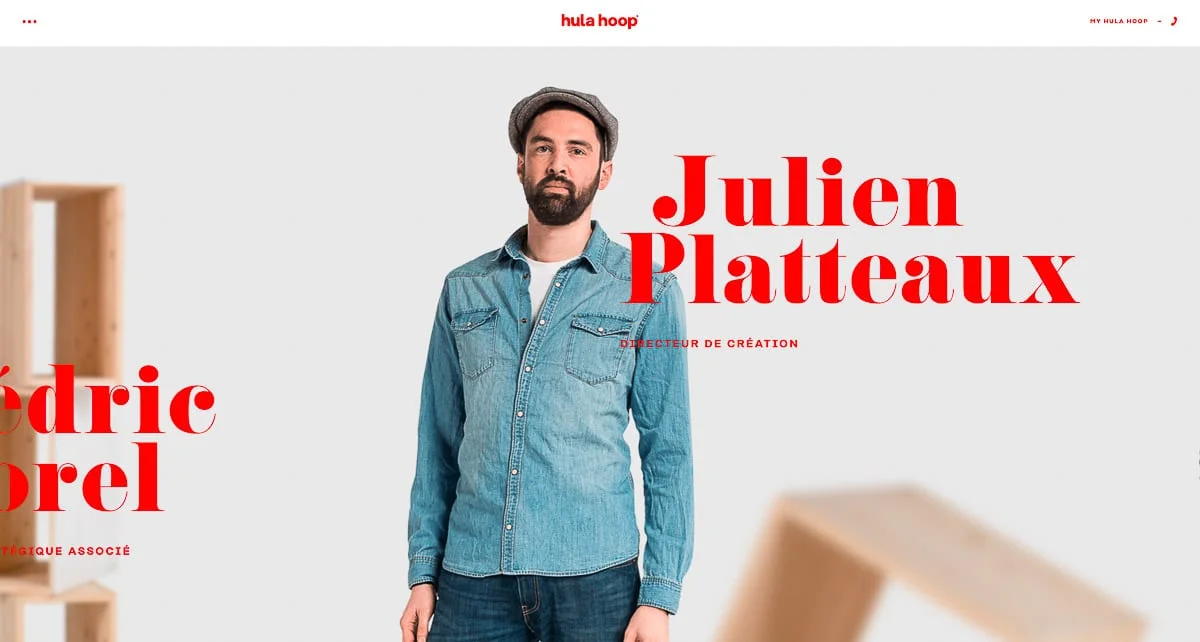 Agence de communication Hula Hoop : page web affichant les portraits de Ludmilla Maury et Olivier Tabar.