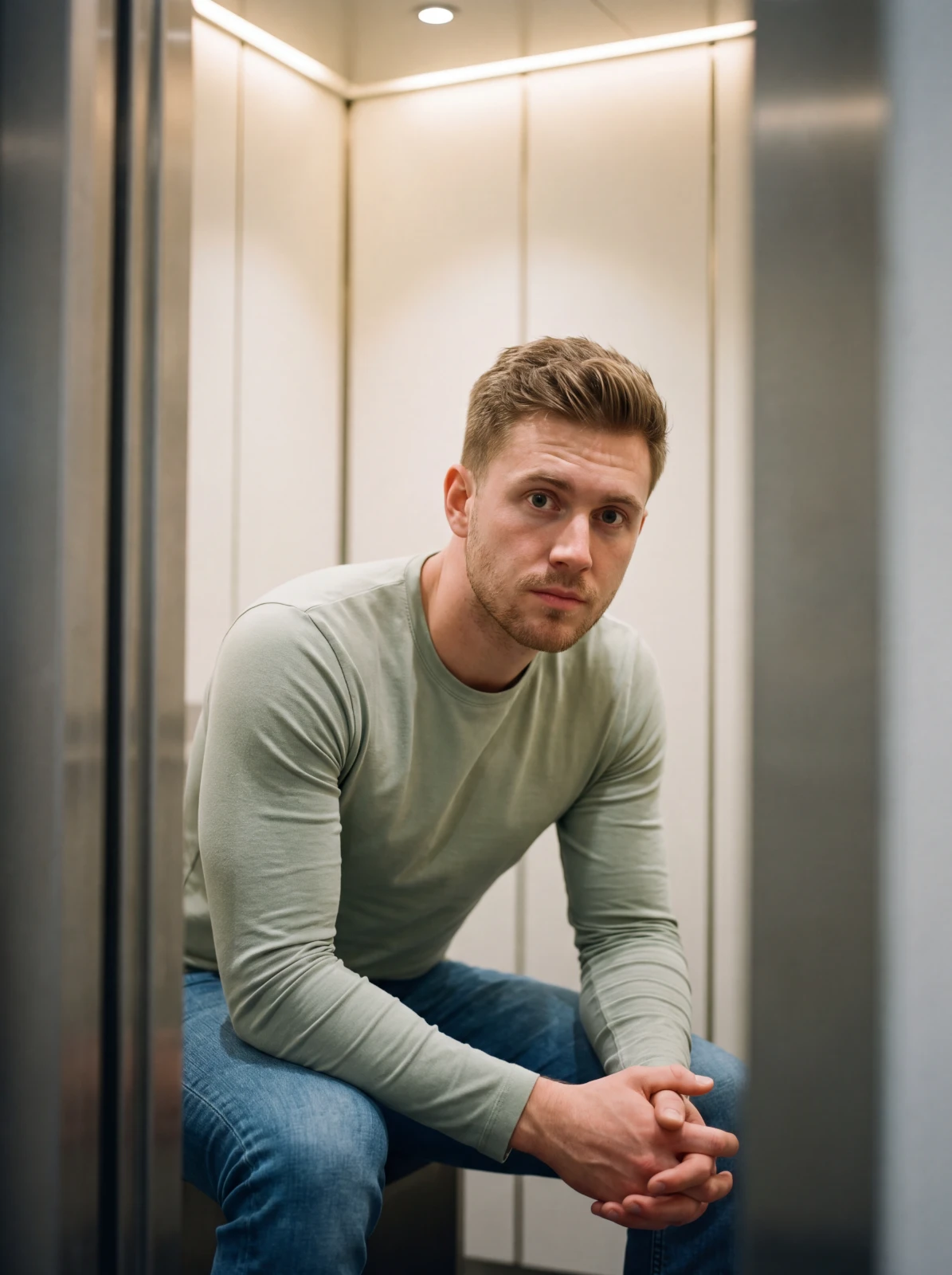 Quel est le prix d'une photo d'identité chez un photographe pour un portrait naturel comme cet homme en ascenseur.